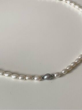 Freshwater Pearl Necklace with Silver Accent Pearl